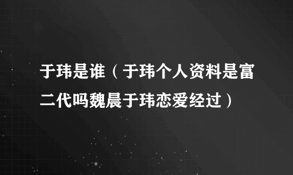 于玮是谁（于玮个人资料是富二代吗魏晨于玮恋爱经过）