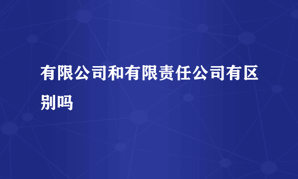 有限公司和有限责任公司有区别吗