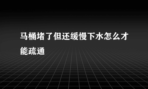 马桶堵了但还缓慢下水怎么才能疏通