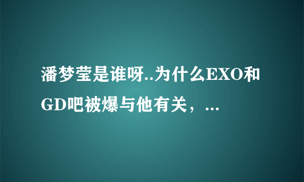 潘梦莹是谁呀..为什么EXO和GD吧被爆与他有关，李毅吧的人为什么这么过分..爆了EXO吧好几万条了！！