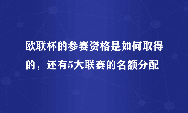 欧联杯的参赛资格是如何取得的，还有5大联赛的名额分配