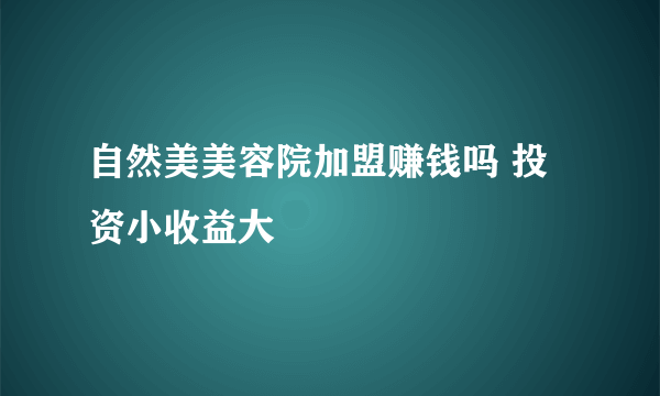 自然美美容院加盟赚钱吗 投资小收益大