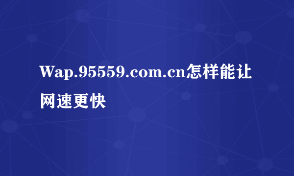 Wap.95559.com.cn怎样能让网速更快