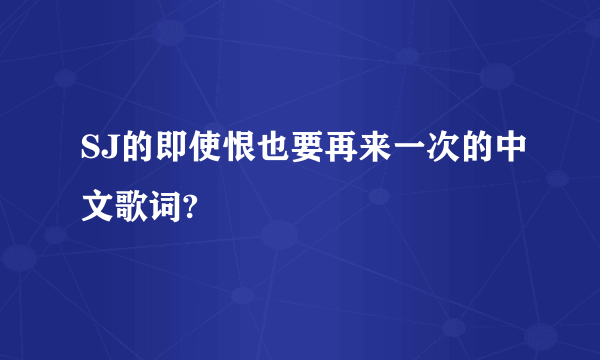 SJ的即使恨也要再来一次的中文歌词?