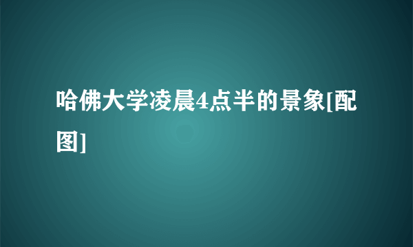 哈佛大学凌晨4点半的景象[配图]