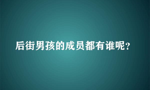 后街男孩的成员都有谁呢？