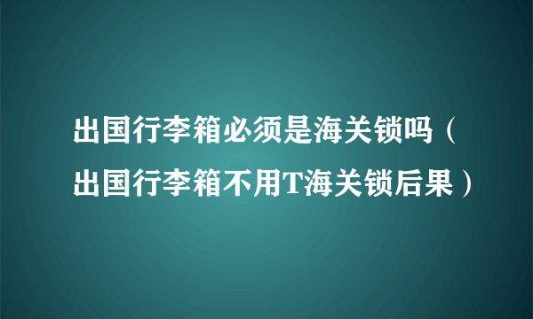 出国行李箱必须是海关锁吗（出国行李箱不用T海关锁后果）