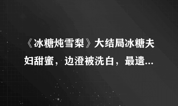 《冰糖炖雪梨》大结局冰糖夫妇甜蜜，边澄被洗白，最遗憾的是他！