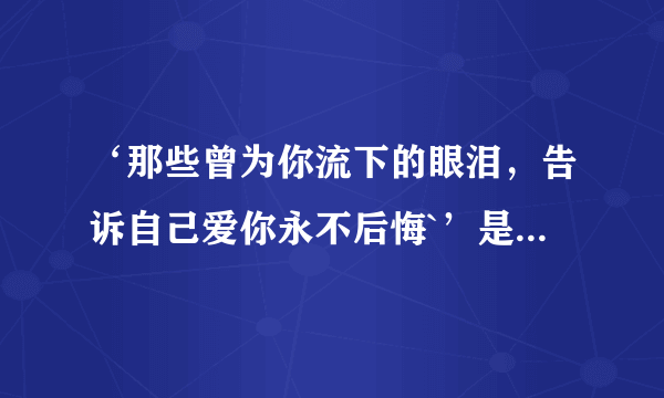 ‘那些曾为你流下的眼泪，告诉自己爱你永不后悔`’是什么歌？