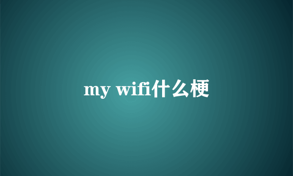 my wifi什么梗