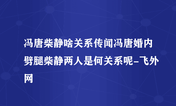 冯唐柴静啥关系传闻冯唐婚内劈腿柴静两人是何关系呢-飞外网