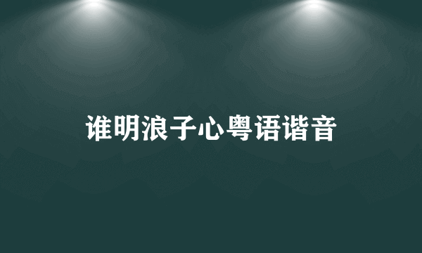 谁明浪子心粤语谐音