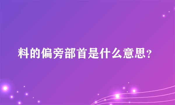 料的偏旁部首是什么意思？