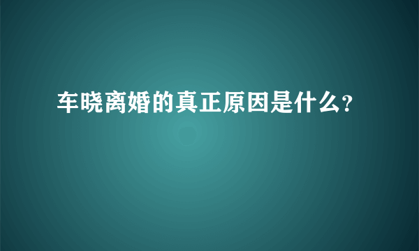 车晓离婚的真正原因是什么？