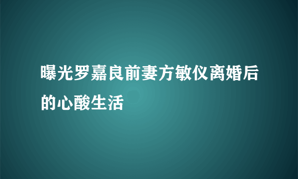 曝光罗嘉良前妻方敏仪离婚后的心酸生活