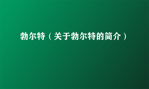 勃尔特（关于勃尔特的简介）