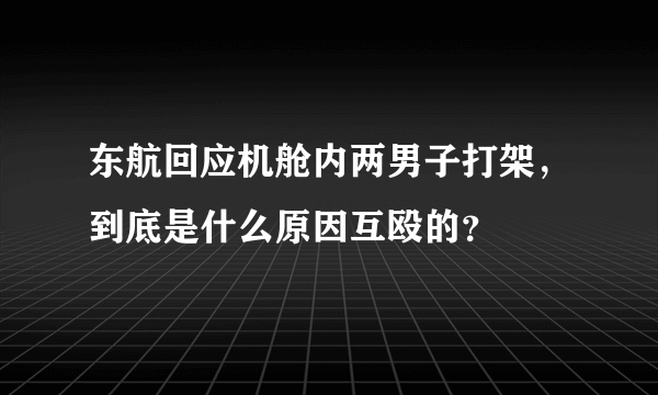 东航回应机舱内两男子打架，到底是什么原因互殴的？