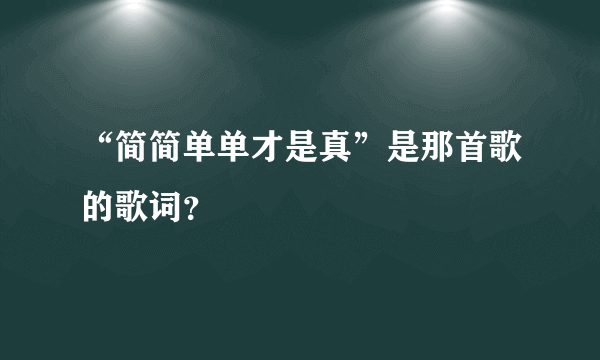 “简简单单才是真”是那首歌的歌词？