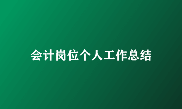 会计岗位个人工作总结