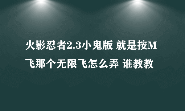 火影忍者2.3小鬼版 就是按M飞那个无限飞怎么弄 谁教教