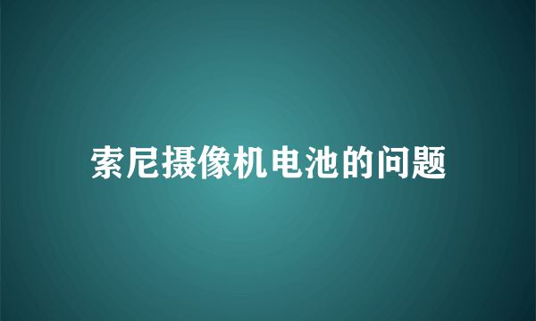 索尼摄像机电池的问题