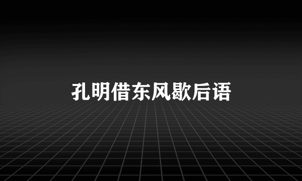 孔明借东风歇后语