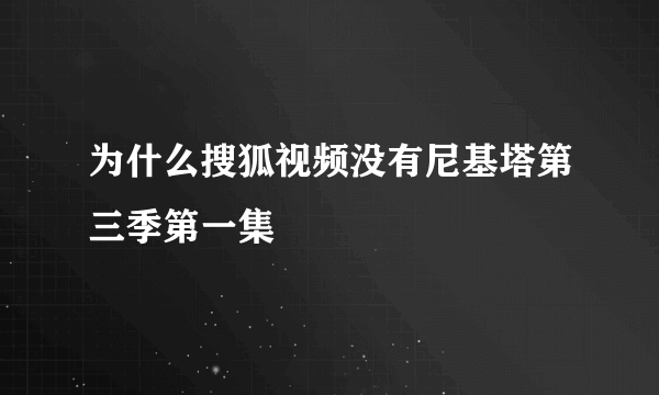 为什么搜狐视频没有尼基塔第三季第一集