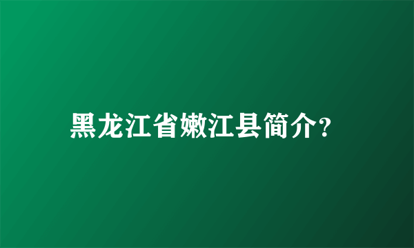 黑龙江省嫩江县简介？