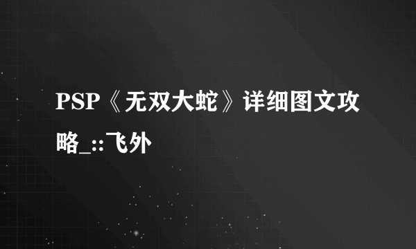 PSP《无双大蛇》详细图文攻略_::飞外