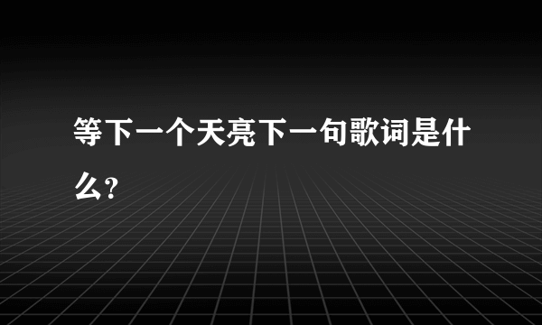 等下一个天亮下一句歌词是什么？