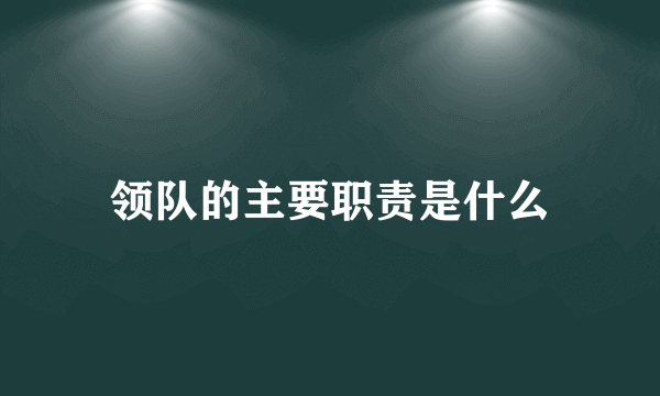 领队的主要职责是什么