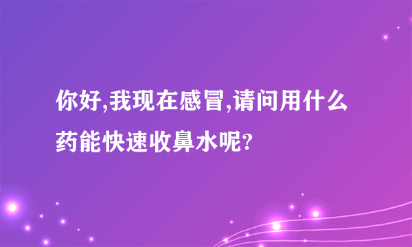 你好,我现在感冒,请问用什么药能快速收鼻水呢?