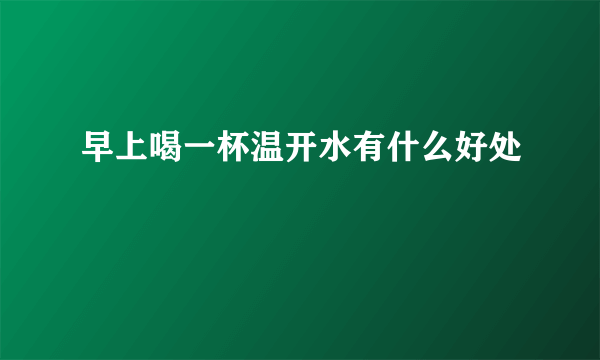 早上喝一杯温开水有什么好处