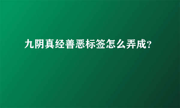 九阴真经善恶标签怎么弄成？