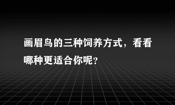 画眉鸟的三种饲养方式，看看哪种更适合你呢？