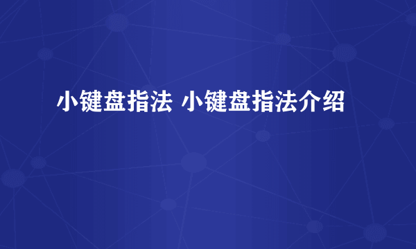 小键盘指法 小键盘指法介绍