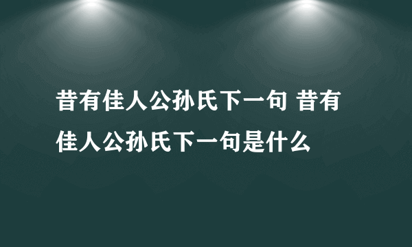 昔有佳人公孙氏下一句 昔有佳人公孙氏下一句是什么