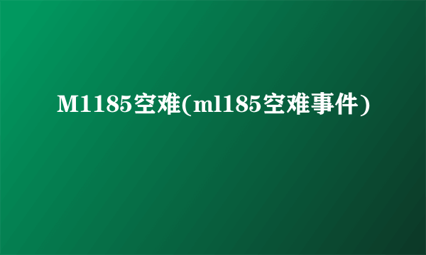 M1185空难(ml185空难事件)