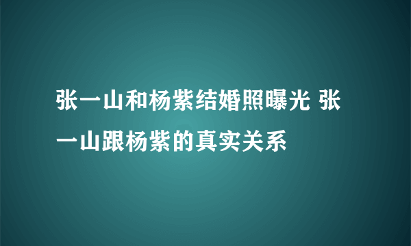 张一山和杨紫结婚照曝光 张一山跟杨紫的真实关系