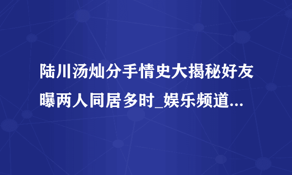 陆川汤灿分手情史大揭秘好友曝两人同居多时_娱乐频道_飞外网