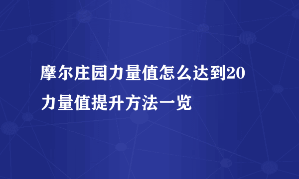 摩尔庄园力量值怎么达到20 力量值提升方法一览