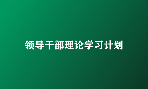 领导干部理论学习计划