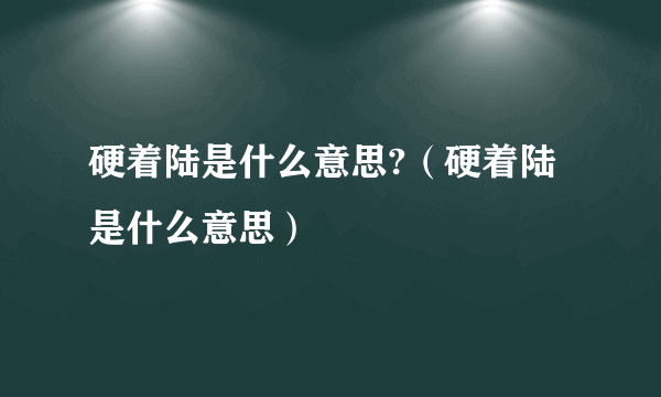 硬着陆是什么意思?（硬着陆是什么意思）