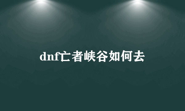 dnf亡者峡谷如何去