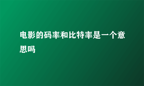 电影的码率和比特率是一个意思吗