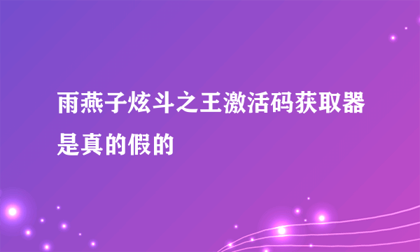 雨燕子炫斗之王激活码获取器是真的假的