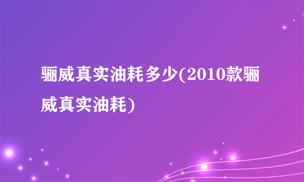 骊威真实油耗多少(2010款骊威真实油耗)