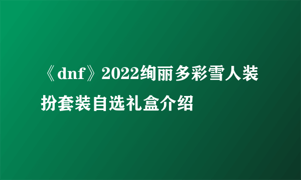 《dnf》2022绚丽多彩雪人装扮套装自选礼盒介绍