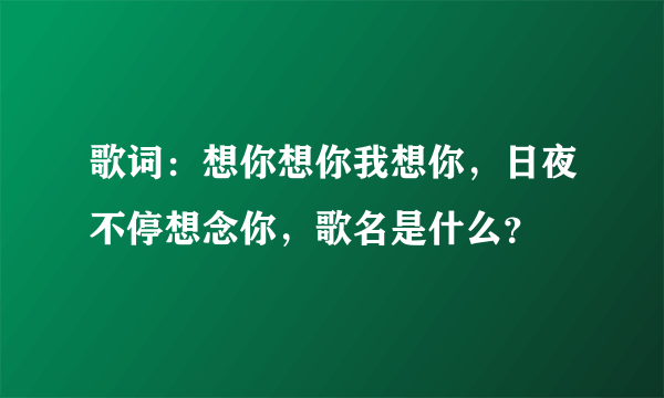 歌词：想你想你我想你，日夜不停想念你，歌名是什么？