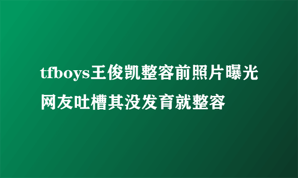 tfboys王俊凯整容前照片曝光网友吐槽其没发育就整容